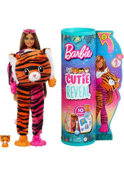 Cutie Reveal Bebekler Barbie Tropikal Orman Serisi - Kaplan, 3 Yaş ve Üzeri, HKP99