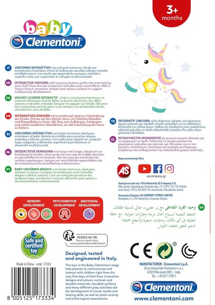 Baby Clementoni - 17333 - Interaktif Unicorn Çıngırak, 3 - 36 Ay modelleri