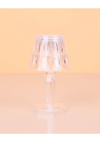 Küçük Boy Kristal Elmas LED Masa Lambası Pilli Projeksiyon Mini Şeffaf Abajur 12 cm modelleri