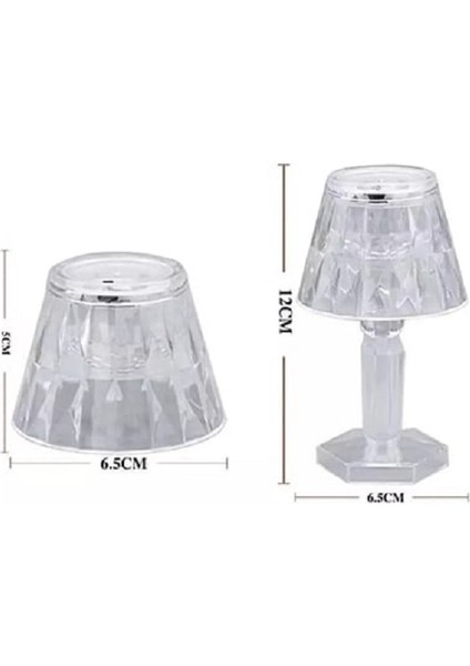 Küçük Boy Kristal Elmas LED Masa Lambası Pilli Projeksiyon Mini Şeffaf Abajur 12 cm fırsatları