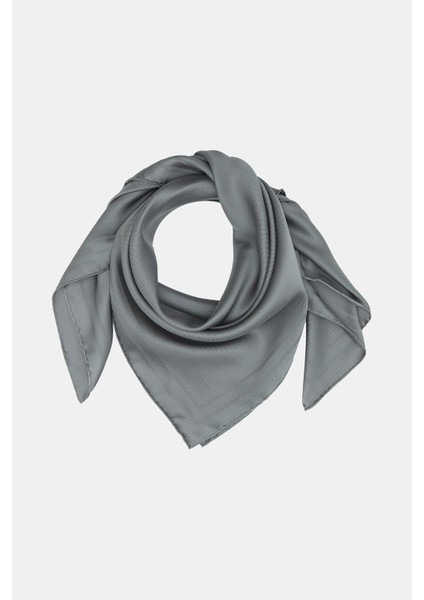 Jakarlı Twill Ipek Eşarp - Çerçeve - Krem