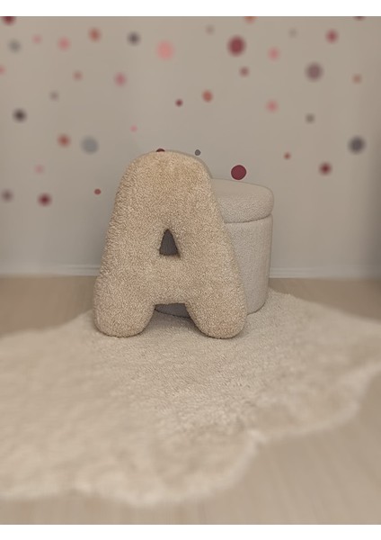 Peluş A Harf Yastık, Dekoratif Kırlent, Kuzu Teddy Kumaş, Büyük Boy , Tüm Harfler ,boncuk Elyaf Dolgu fırsatları