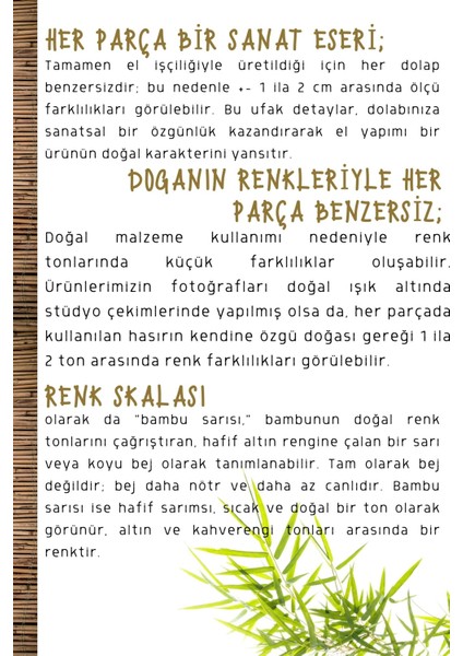 Saz Hasır Örme Çok Amaçlı 3 Raflı Örme Rattan Kitaplık