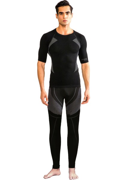 Extreme Erkek Seamless Termal Kısa Kollu İçlik Seti Siyah