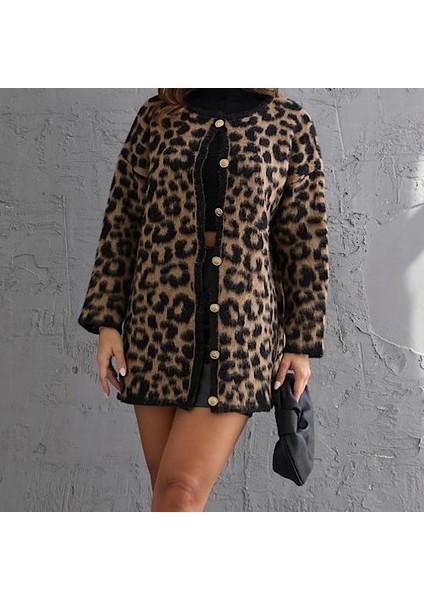 Leopar Desenli Hırka