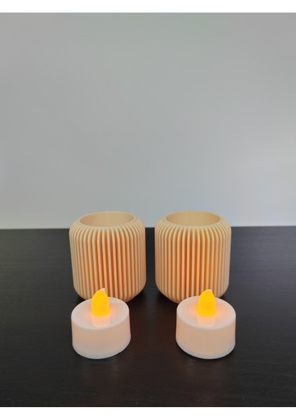 Modern Tealight LED Mumluk 2'li Set