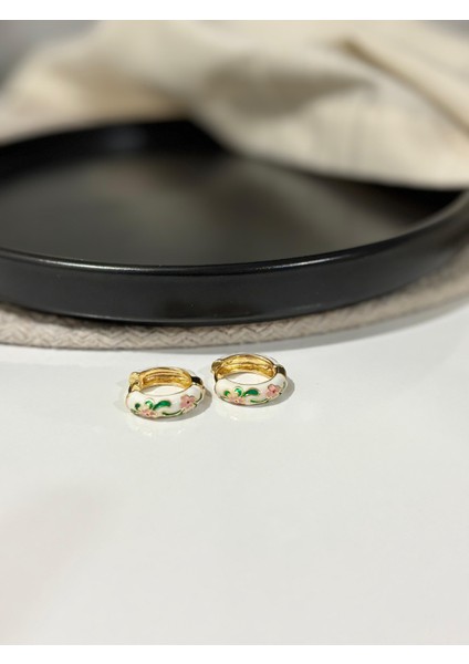 Vintage Emaye Çiçekli Küçük Halka Küpe fiyatları