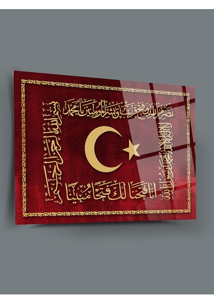 Osmanlı Sancağı Türk Bayraklı Cam Tablo Islami Tablo Dini Tablo fiyatları