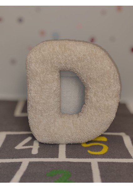 Peluş D Harf Yastık, Dekoratif Kırlent, Kuzu Teddy Kumaş, Büyük Boy , Tüm Harfler ,boncuk Elyaf Dolgu fiyatları