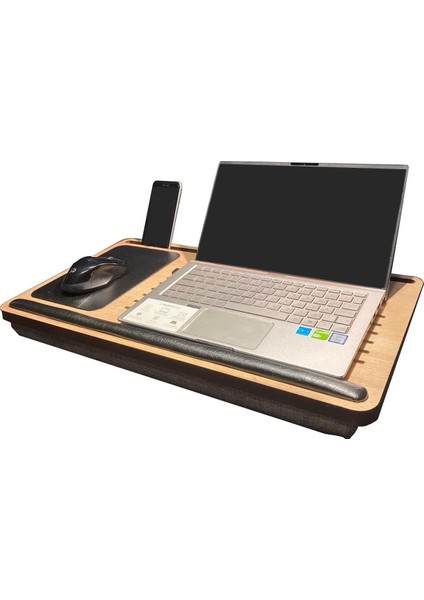 Byars-Supply Telefon ve Tablet Bölmeli Minderli Laptop Sehpası Notebook Bilgisayar Çalışma Masası Solak-Byars