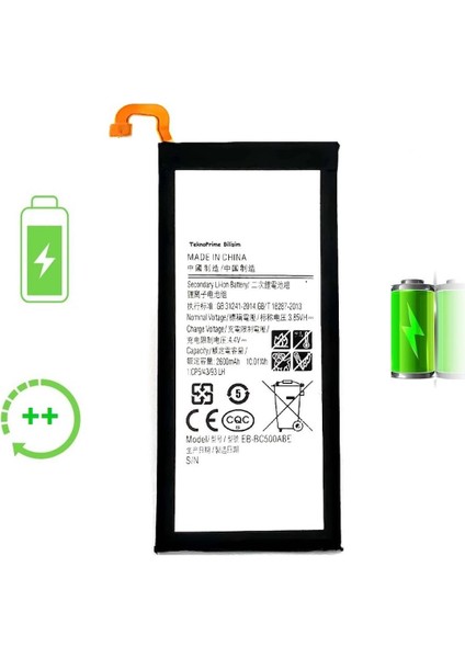 Samsung Galaxy C5 C5000 ile Uyumlu Güclendirilmis Pil Batarya