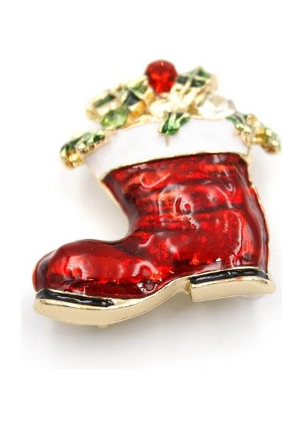 Yeni Yıl Çizme Broş - Kırmızı fiyatları