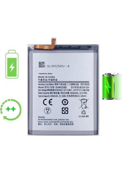 Samsung Galaxy M32 M325F ile Uyumlu Güclendirilmis Pil Batarya