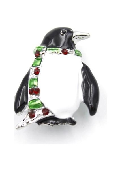 Penguen Broş - Beyaz