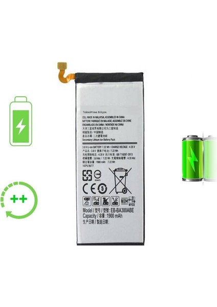 Samsung Galaxy A3 2015 A300F ile Uyumlu Güclendirilmis Pil Batarya
