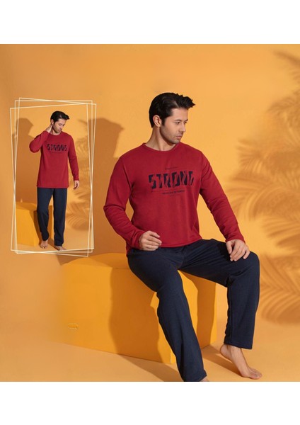 Almines Pijama Battal Uzun Kollu Penye Erkek Pijama Takımı