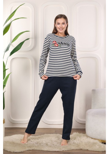 Almines Pijama Çizgili Pamuklı Kadın Pijama Takımı