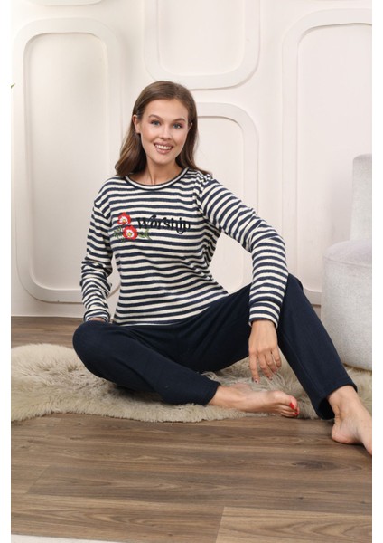 Almines Pijama Çizgili Pamuklı Kadın Pijama Takımı fırsatları