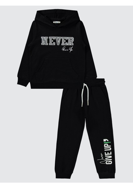 Erkek Çocuk Eşofman Takımı 10-13 Yaş Siyah