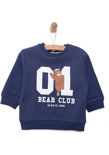 HelloBaby Basic Az Şardonlu Aslan Desenli Sweatshirt Erkek Bebek