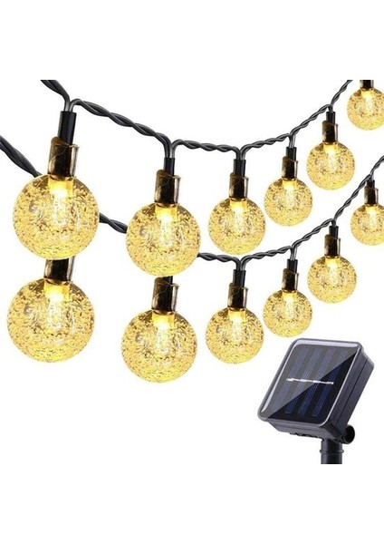 Dize Işıkları Dış Mekan 12FT 20 LED Küre Dize Işıklar, Su Geçirmez 8 Mod Bahçe, Çim, Veranda, Gazebo, Yard, Dış Mekan Için Güneş Enerjili Veranda Işıkları (Sıcak Beyaz) (Yurt Dışından)