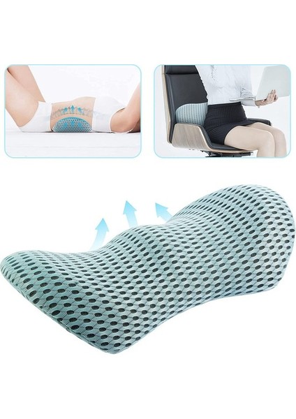 mm Araba Koltuğu Ofis Koltuğu Için Bellek Köpüğü Bel Desteği Yastığı - Mavi (Yurt Dışından)