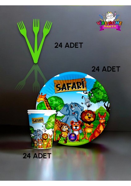 24 Kişilik Safari Temalı Süper Eko Seti - Doğum Günü Parti ve Eğlenceli Etkinlikler fiyatları