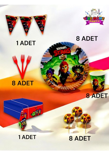 8 Kişilik Brawlstars Temalı Premium Set - Doğum Günü Parti ve Eğlenceli Etkinlikler