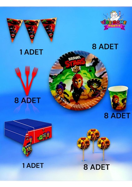 8 Kişilik Brawlstars Temalı Premium Set - Doğum Günü Parti ve Eğlenceli Etkinlikler fiyatları