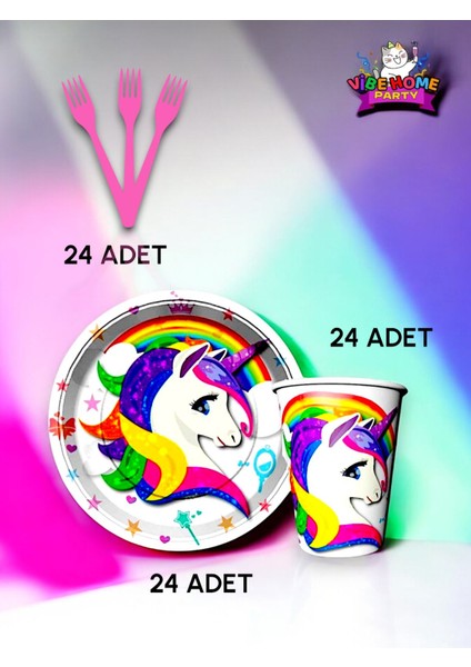 24 Kişilik Unicorn Temalı Süper Eko Seti - Doğum Günü Parti ve Eğlenceli Etkinlikler fiyatları