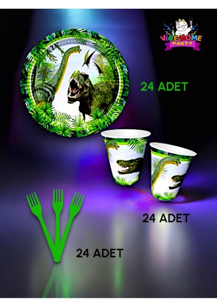 24 Kişilik Jurassic Temalı Süper Eko Seti - Doğum Günü Parti ve Eğlenceli Etkinlikler