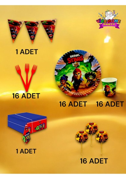 16 Kişilik Brawlstars Temalı Premium Set - Doğum Günü Parti ve Eğlenceli Etkinlikler fiyatları