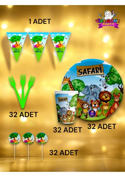 32 Kişilik Safari Temalı Eko Set - Doğum Günü Parti ve Eğlenceli Etkinlikler fiyatları