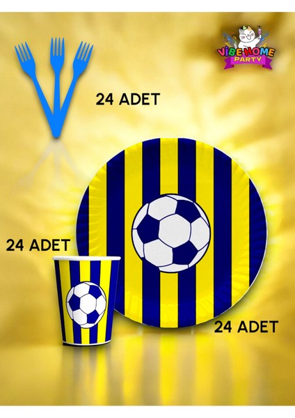 24 Kişilik Sarı Lacivert Taraftar Süper Eko Seti - Doğum Günü Parti ve Eğlenceli Etkinlikler fiyatları