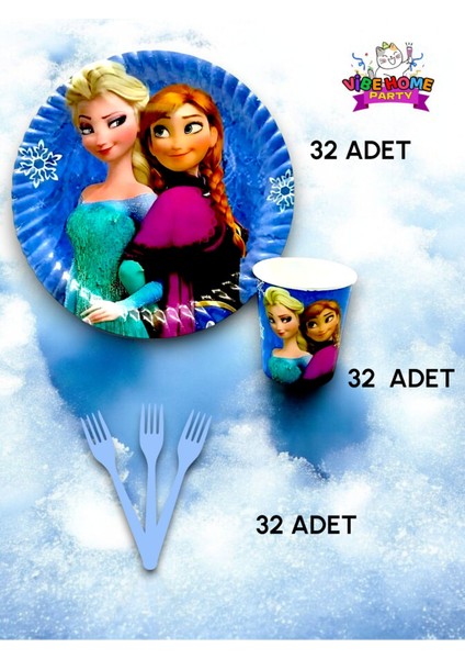 32 Kişilik Frozen Temalı Süper Eko Seti - Doğum Günü Parti ve Eğlenceli Etkinlikler