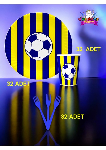32 Kişilik Sarı Lacivert Taraftar Süper Eko Seti - Doğum Günü Parti ve Eğlenceli Etkinlikler fiyatları