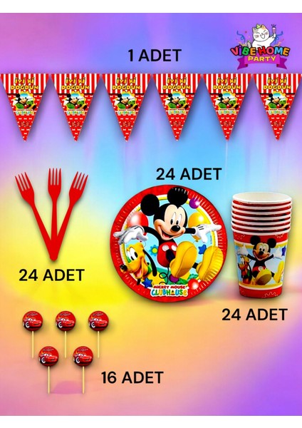 24 Kişilik Mickey Mouse Temalı Eko Set - Doğum Günü Parti ve Eğlenceli Etkinlikler fiyatları