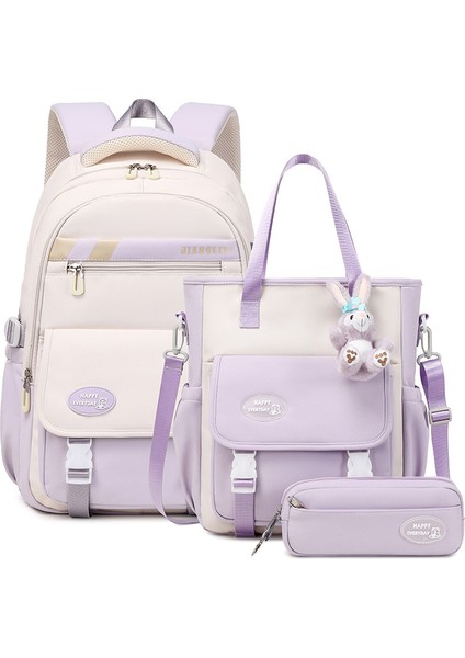 Kız Üniversite Öğrencisi Lise Öğrencisi Moda Okul Çantası Üç Parçalı Set D523 (Yurt Dışından)