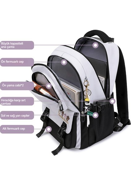 Bayan Üniversite Öğrencisi Lise Öğrencisi Büyük Kapasiteli Moda Kampüs Öğrencisi Omuz Çantası D522 (Yurt Dışından) modelleri