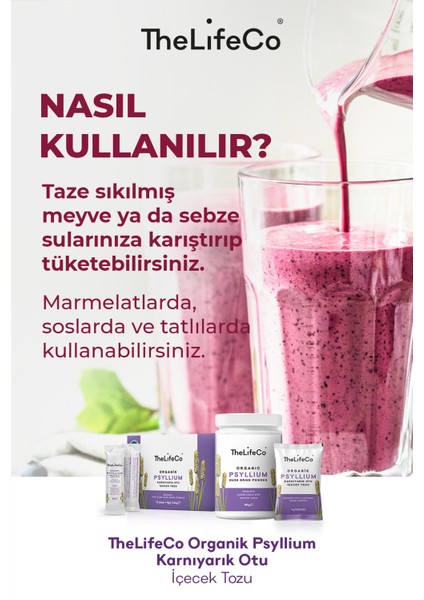 Organik Karnıyarık Otu (Psyllium) İçecek Tozu 4g x 60 Adet Şase (Glutensiz, Katkısız, Doğal)