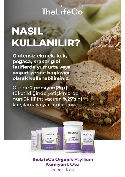 Organik Karnıyarık Otu (Psyllium) İçecek Tozu 4g x 60 Adet Şase (Glutensiz, Katkısız, Doğal)