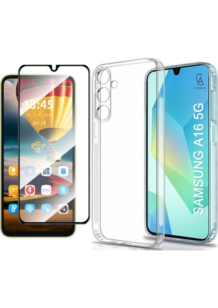 Samsung Galaxy A16 5g ile Uyumlu Telefon Kılıfı ve Tam Kaplayan Seramik Ekran Koruyucu
