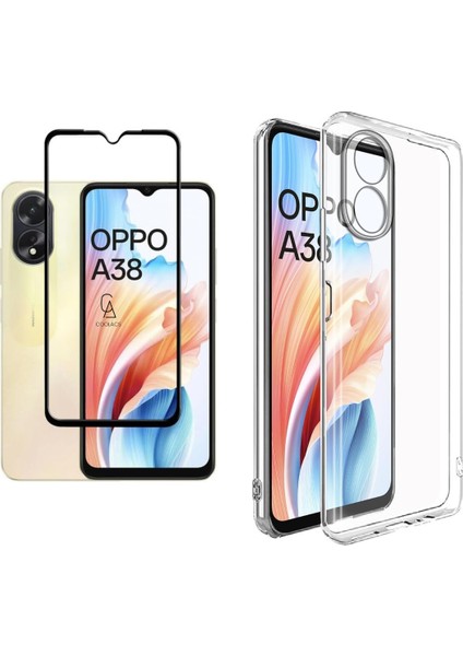 Oppo A38 ile Uyumlu Telefon Kılıfı ve 5d Tam Kaplayan Cam Ekran Koruyucu