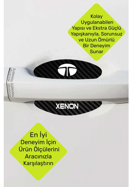 Karbon Desenli Tata Xenon Kapı Içi Kolları Çizilmelere Karşı Özel Koruma Folyo Seti Xenon Yazılı