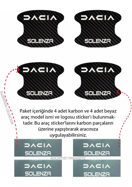 Dacia Solenza Iç Kapı Çukuru Çizik Önleyici Karbon Desenli Özel Koruma Folyo Seti Solenza Yazılı