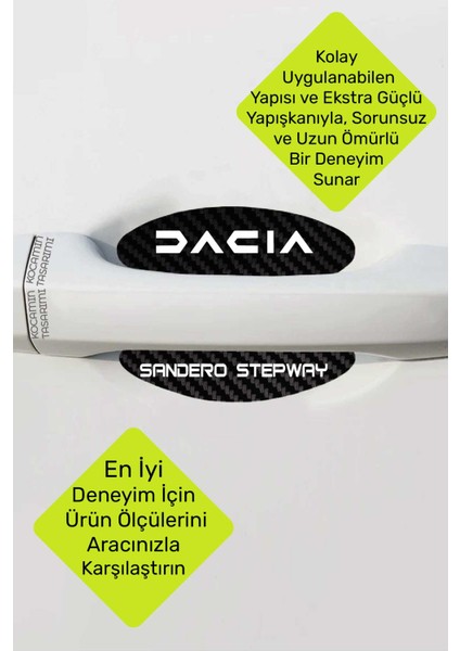 Dacia Sandero Stepway Modeline Özel 4 Parçalı Karbon Çizik Koruyucu Kapı Içi Folyo Seti Sandero Stepway Yazılı indirimleri