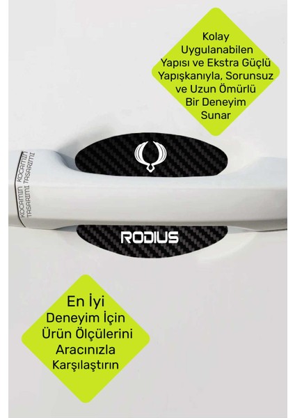 Karbon Tasarımlı Ssangyong Rodius Kapı Içi Çizik Koruma ve Estetik Folyo Seti - 4 Parça Rodius Yazılı