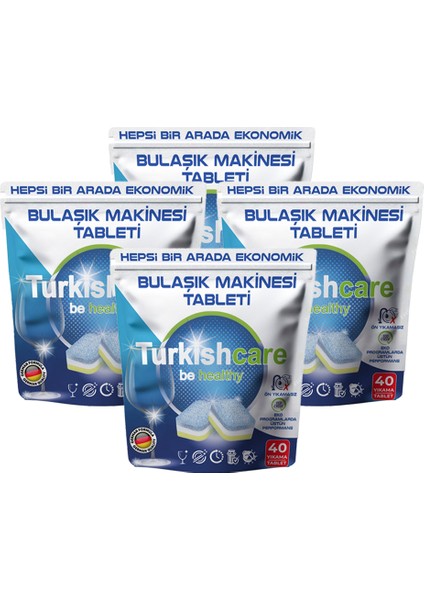 Hepsi 1 Arada 40 Lı Bulaşık Makinası Tableti x 4 Paket (160 Tablet)