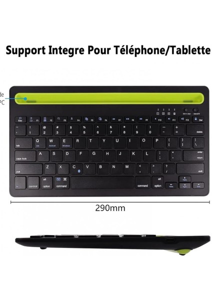 Alcatel 1t 7 2020 7" Uyumlu Kablosuz Bluetooth Şarj Edilebilir Tablet Telefon Standlı Klavye - Yeşil