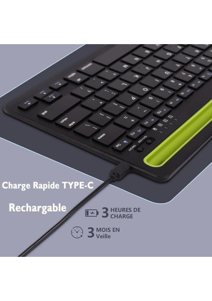 Reeder M8 Plus 8" Uyumlu Kablosuz Bluetooth Şarj Edilebilir Tablet Telefon Standlı Klavye - Yeşil